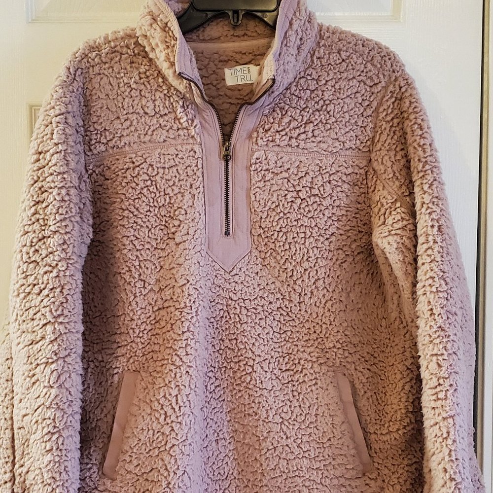 Time & Tru Pink Sherpa Pullover